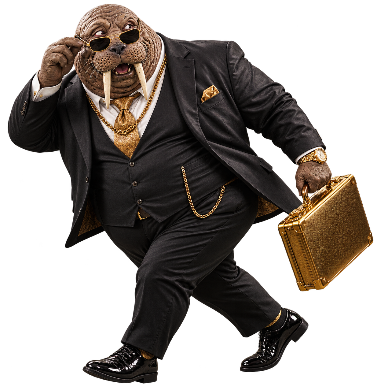 WALRUS sneaking away with a briefcase